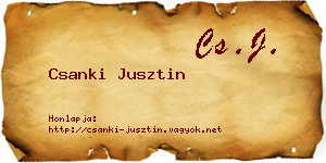 Csanki Jusztin névjegykártya